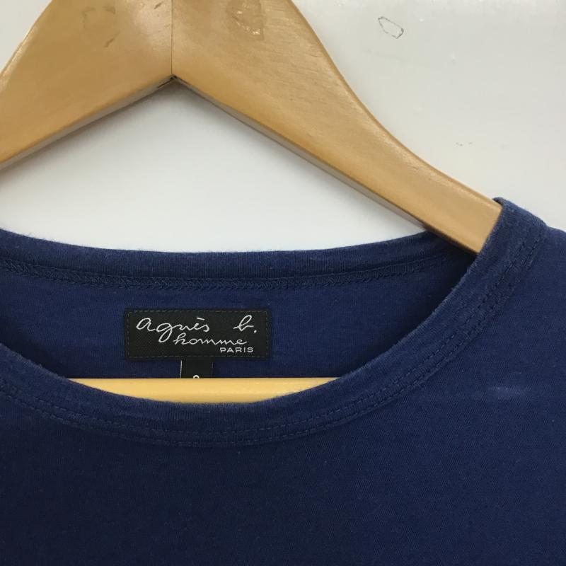 アニエスベーオム AGNESB.HOMME カットソー 長袖 長袖カットソー プリントカットソー クルーネック 2 ロゴ、文字 青 / ブルー / blue メンズ USED 古着 中古 10161181