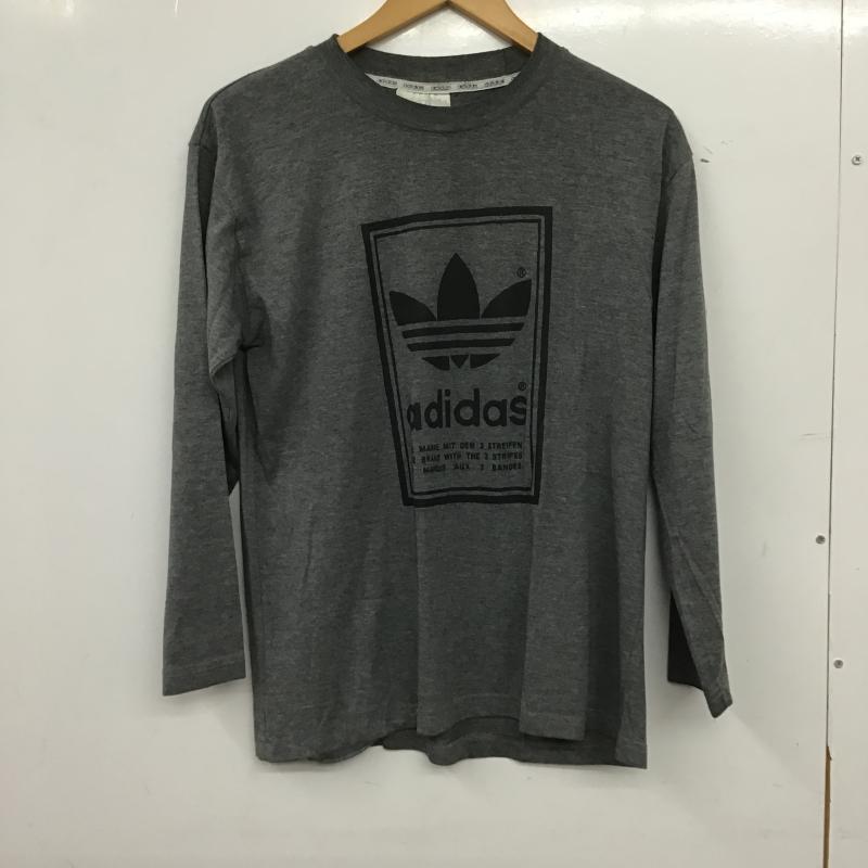 アディダス adidas カットソー 長袖 長袖カットソー プリントカットソー クルーネック ロゴ、文字 ダークグレー / ダークグレー / メンズ USED 古着 中古 10161183