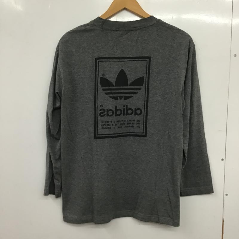 アディダス adidas カットソー 長袖 長袖カットソー プリントカットソー クルーネック ロゴ、文字 ダークグレー / ダークグレー / メンズ USED 古着 中古 10161183
