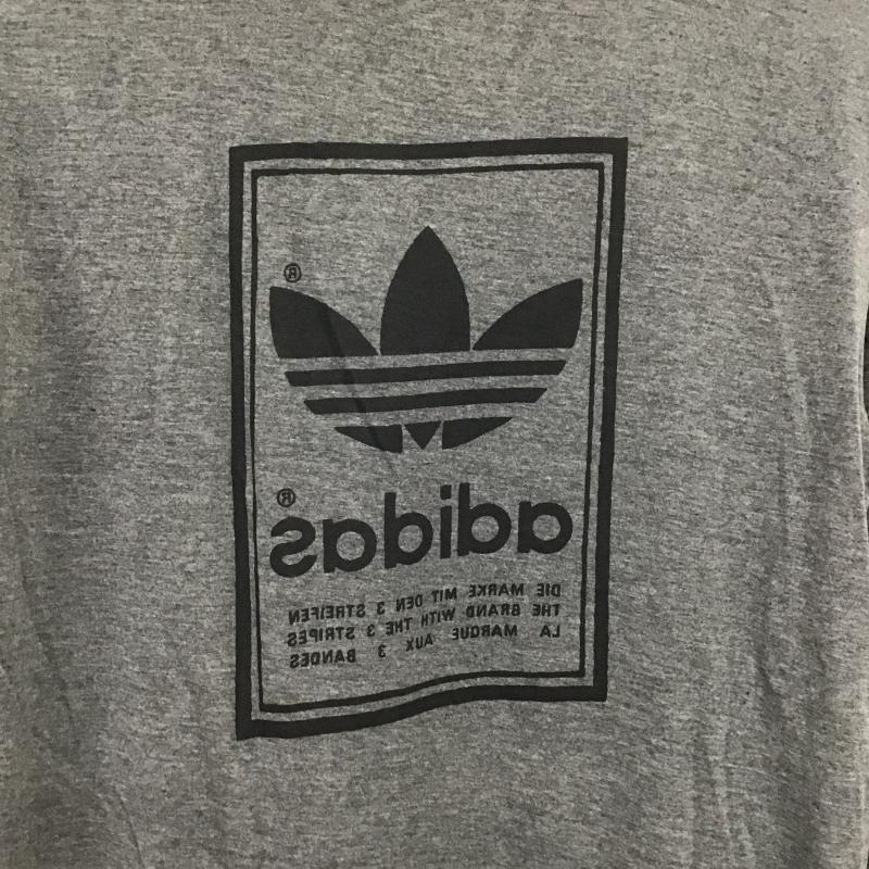 アディダス adidas カットソー 長袖 長袖カットソー プリントカットソー クルーネック ロゴ、文字 ダークグレー / ダークグレー / メンズ USED 古着 中古 10161183