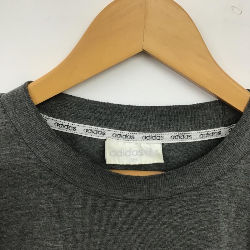 アディダス adidas カットソー 長袖 長袖カットソー プリントカットソー クルーネック ロゴ、文字 ダークグレー / ダークグレー / メンズ USED 古着 中古 10161183