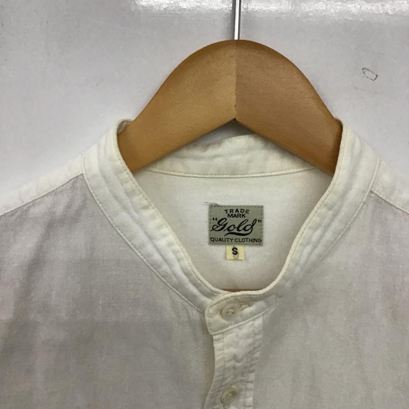 ゴールド GOLD シャツ、ブラウス 長袖 長袖シャツ 無地シャツ カラーシャツ S 無地 白 / ホワイト / white メンズ USED 古着 中古 10161186