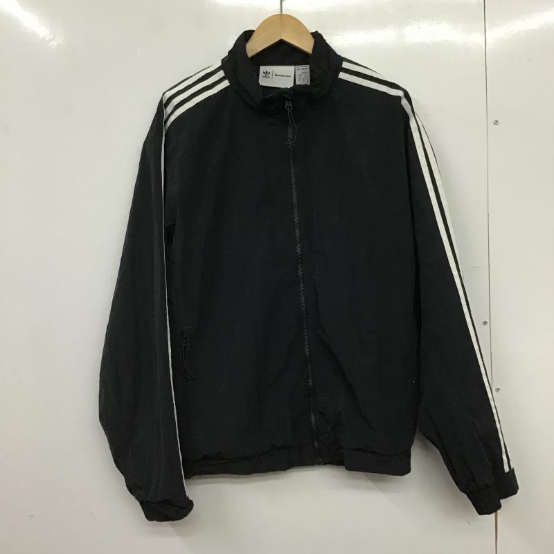 アディダス adidas ジャケット、上着 ジャンパー、ブルゾン ジップアップジャケット ナイロンジャケット アウター XL ロゴ、文字 黒 / ブラック / black メンズ USED 古着 中古 10161204