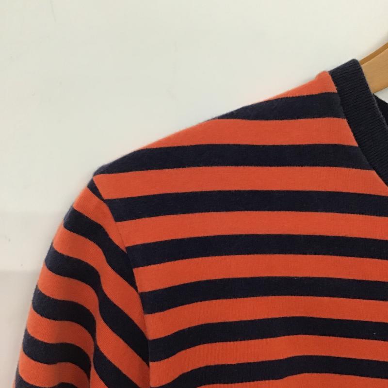 ポロバイラルフローレン Polo by RALPH LAUREN Tシャツ 半袖 クルーネック ボーダー ワンポイント 紺 / ネイビー / navy X 橙 / オレンジ / orange レディース USED 古着 中古 10161205