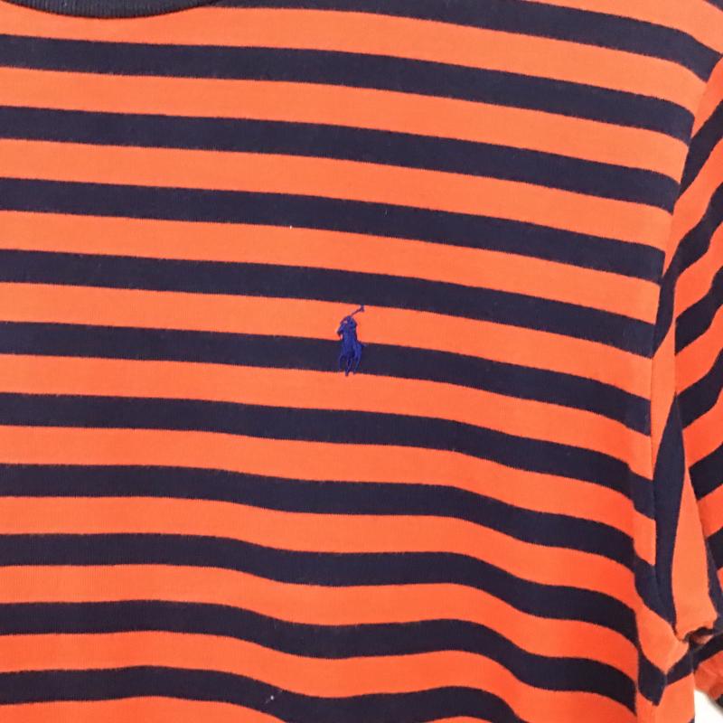 ポロバイラルフローレン Polo by RALPH LAUREN Tシャツ 半袖 クルーネック ボーダー ワンポイント 紺 / ネイビー / navy X 橙 / オレンジ / orange レディース USED 古着 中古 10161205