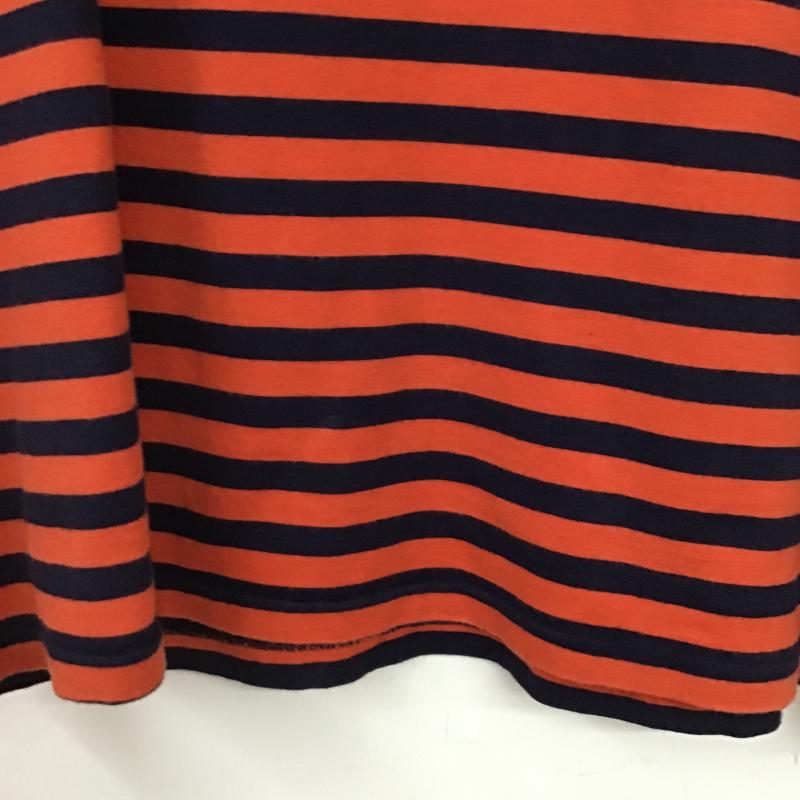 ポロバイラルフローレン Polo by RALPH LAUREN Tシャツ 半袖 クルーネック ボーダー ワンポイント 紺 / ネイビー / navy X 橙 / オレンジ / orange レディース USED 古着 中古 10161205