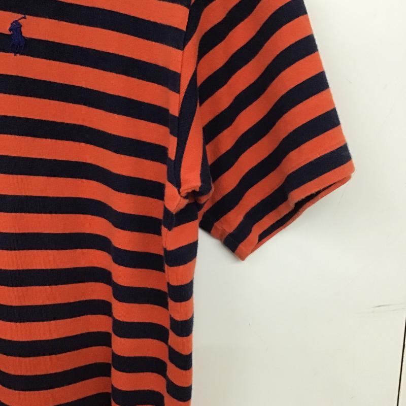 ポロバイラルフローレン Polo by RALPH LAUREN Tシャツ 半袖 クルーネック ボーダー ワンポイント 紺 / ネイビー / navy X 橙 / オレンジ / orange レディース USED 古着 中古 10161205