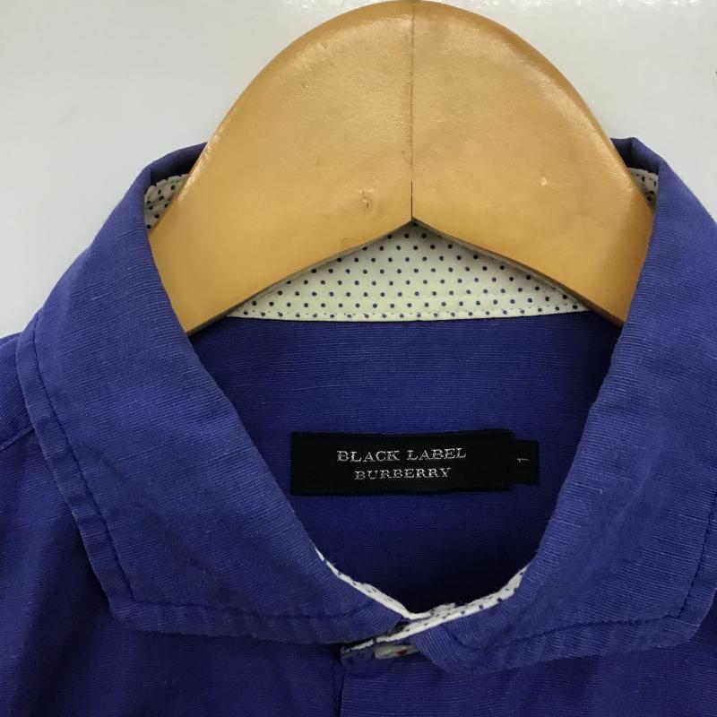 バーバリーブラックレーベル BURBERRY BLACK LABEL シャツ、ブラウス 長袖 長袖シャツ 無地シャツ カラーシャツ 1 ロゴ、文字 青 / ブルー / blue メンズ USED 古着 中古 10161206