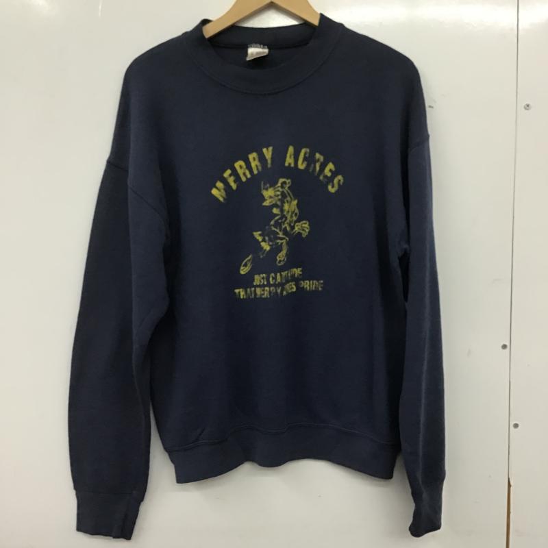 フルーツオブザルーム FRUIT OF THE LOOM トレーナー 長袖 長袖トレーナー スウェット クルーネック プルオーバー M プリント 紺 / ネイビー / navy メンズ USED 古着 中古 10161207