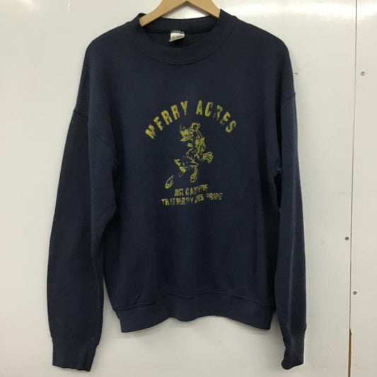 フルーツオブザルーム FRUIT OF THE LOOM トレーナー 長袖 長袖トレーナー スウェット クルーネック プルオーバー M プリント 紺 / ネイビー / navy メンズ USED 古着 中古 10161207