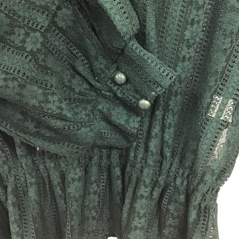 ローリーズファーム LOWRYS FARM カットソー 長袖 長袖カットソー 刺繍カットソー プルオーバー L 総柄 緑 / グリーン / green レディース USED 古着 中古 10161227