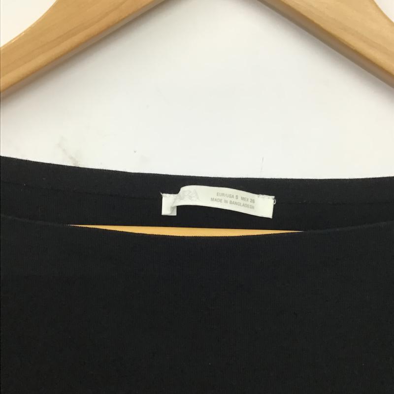 ザラ ZARA カットソー 長袖 長袖カットソー 無地カットソー ワイドネック S 無地 黒 / ブラック / black レディース USED 古着 中古 10161236