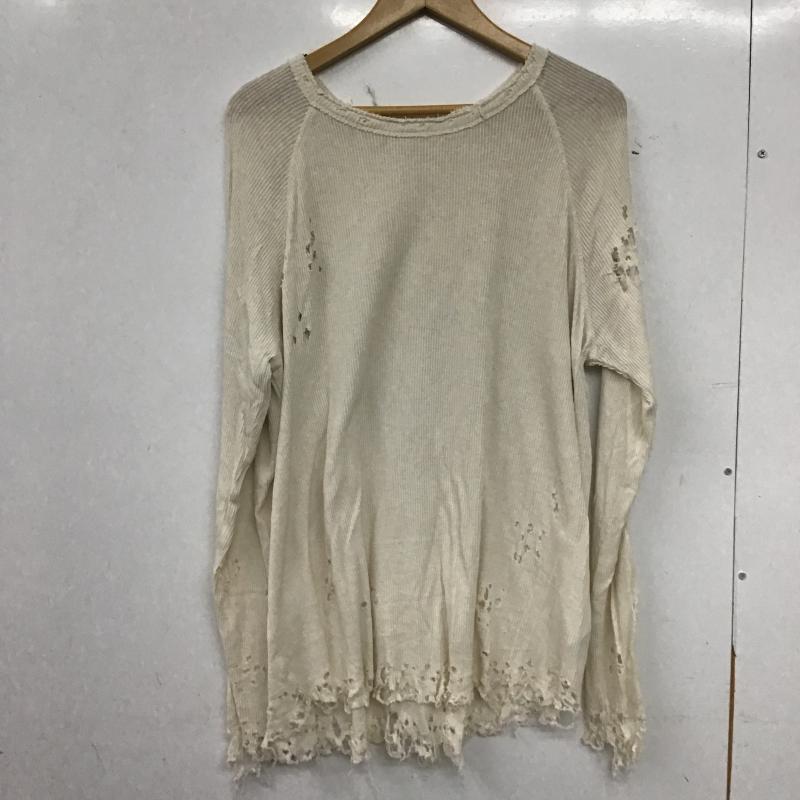 ジーナシス JEANASIS カットソー 長袖 長袖カットソー 無地カットソー クルーネック FREE ダメージ加工 アイボリー / アイボリー / レディース USED 古着 中古 10161254