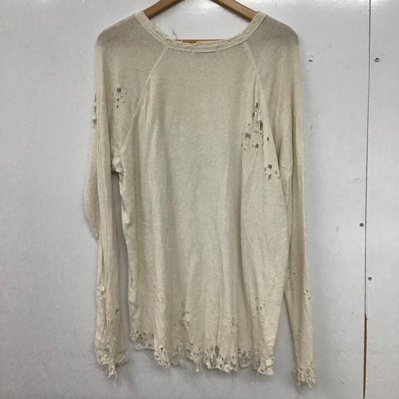 ジーナシス JEANASIS カットソー 長袖 長袖カットソー 無地カットソー クルーネック FREE ダメージ加工 アイボリー / アイボリー / レディース USED 古着 中古 10161254