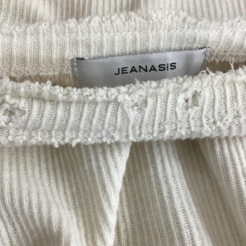 ジーナシス JEANASIS カットソー 長袖 長袖カットソー 無地カットソー クルーネック FREE ダメージ加工 アイボリー / アイボリー / レディース USED 古着 中古 10161254