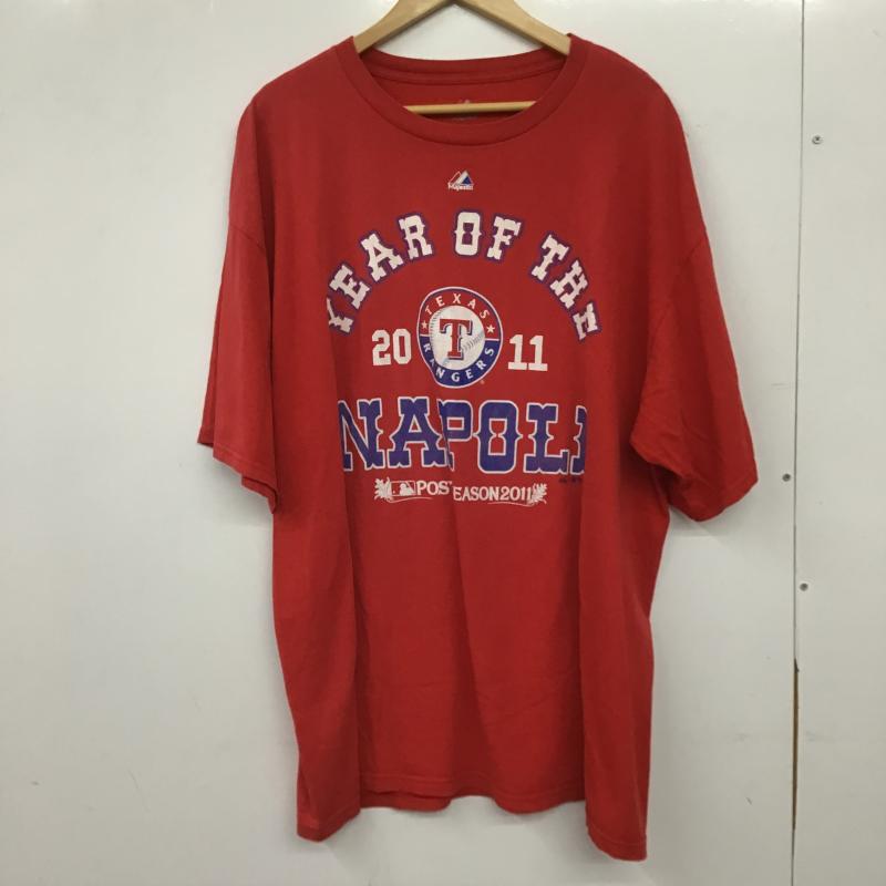 マジェスティック MAJESTIC Tシャツ 半袖 半袖カットソー プリントTシャツ クルーネックカットソー XL プリント 赤 / レッド / red メンズ USED 古着 中古 10161273