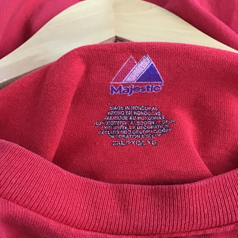 マジェスティック MAJESTIC Tシャツ 半袖 半袖カットソー プリントTシャツ クルーネックカットソー XL プリント 赤 / レッド / red メンズ USED 古着 中古 10161273