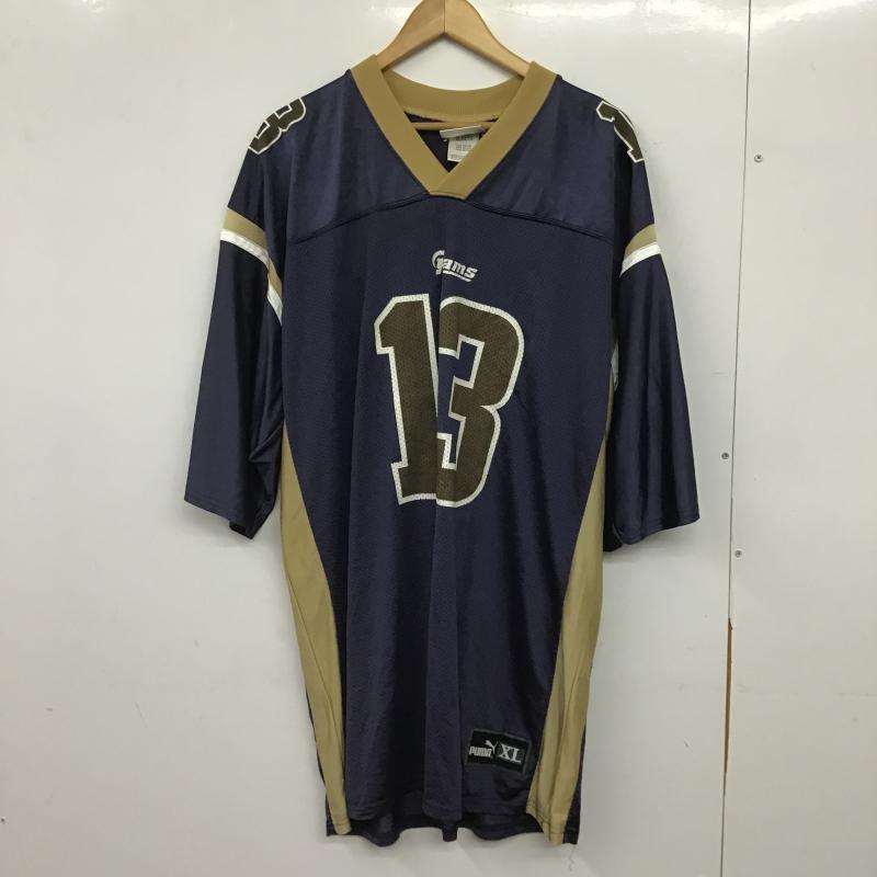 プーマ PUMA カットソー 半袖 半袖カットソー プリントTシャツ Vネックカットソー XL プリント 紺 / ネイビー / navy メンズ USED 古着 中古 10161290
