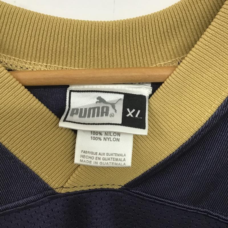 プーマ PUMA カットソー 半袖 半袖カットソー プリントTシャツ Vネックカットソー XL プリント 紺 / ネイビー / navy メンズ USED 古着 中古 10161290