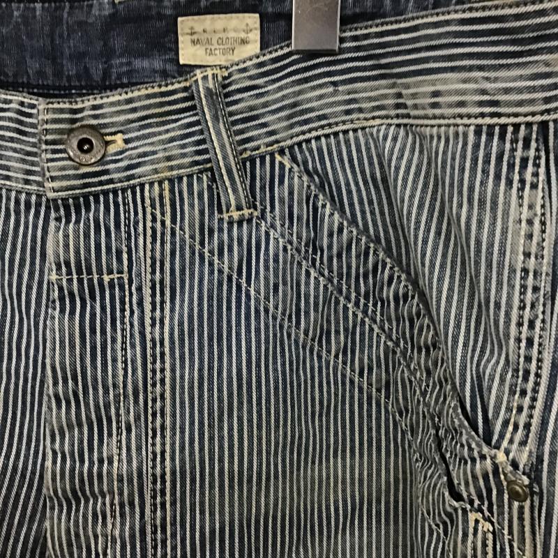 ポロラルフローレン POLO RALPH LAUREN パンツ デニム、ジーンズ デニムパンツ ワイドパンツ カジュアルパンツ ヒッコリー 34インチ ストライプ インディゴ / インディゴ / Indigo メンズ USED 古着 中古 10161296