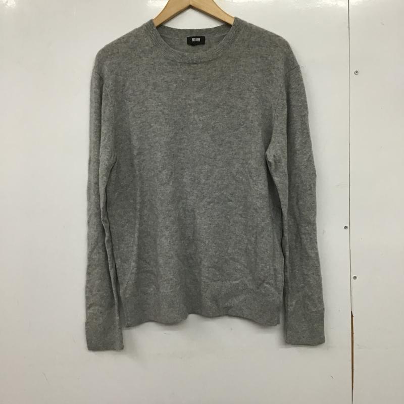 ユニクロ UNIQLO ニット、セーター 長袖 長袖ニットカットソー クルーネック セーター XL 無地 灰 / グレー / gray メンズ USED 古着 中古 10161314
