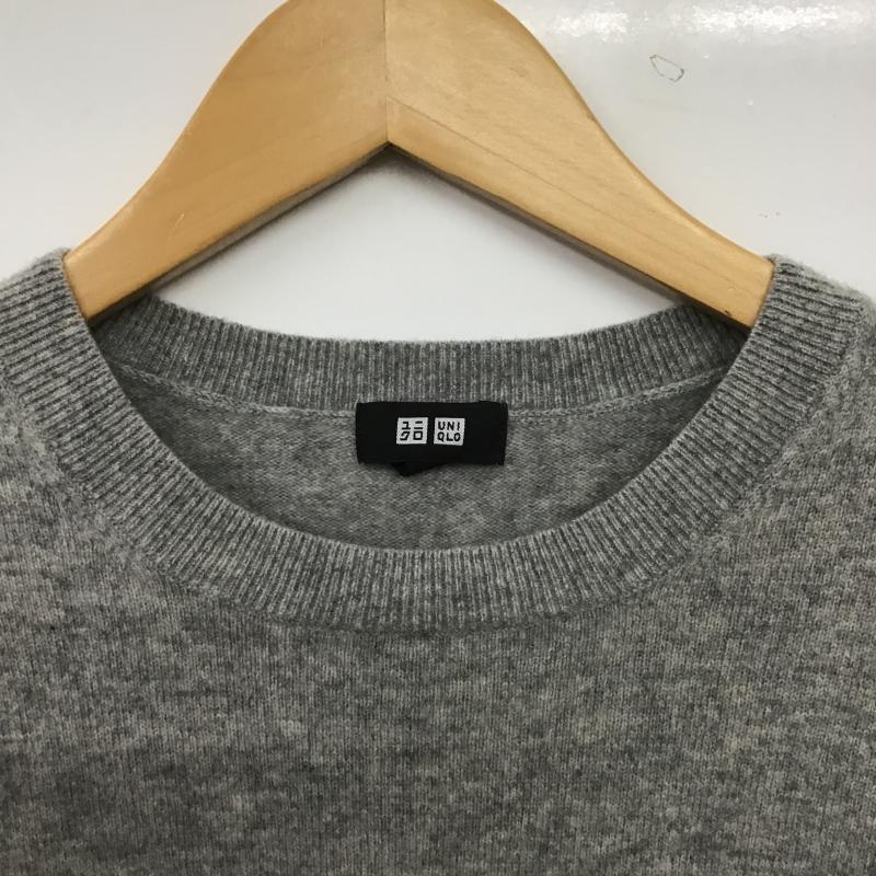 ユニクロ UNIQLO ニット、セーター 長袖 長袖ニットカットソー クルーネック セーター XL 無地 灰 / グレー / gray メンズ USED 古着 中古 10161314