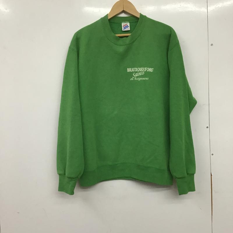 ジャージーズ JERZEES トレーナー 長袖 長袖トレーナー スウェット クルーネック プルオーバー L ロゴ、文字 緑 / グリーン / green メンズ USED 古着 中古 10161330