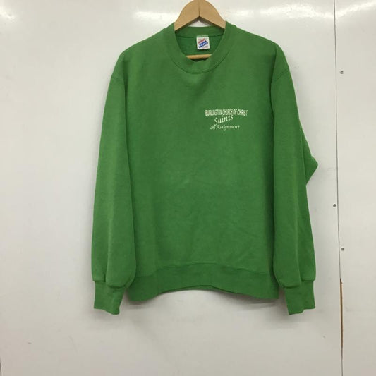ジャージーズ JERZEES トレーナー 長袖 長袖トレーナー スウェット クルーネック プルオーバー L ロゴ、文字 緑 / グリーン / green メンズ USED 古着 中古 10161330