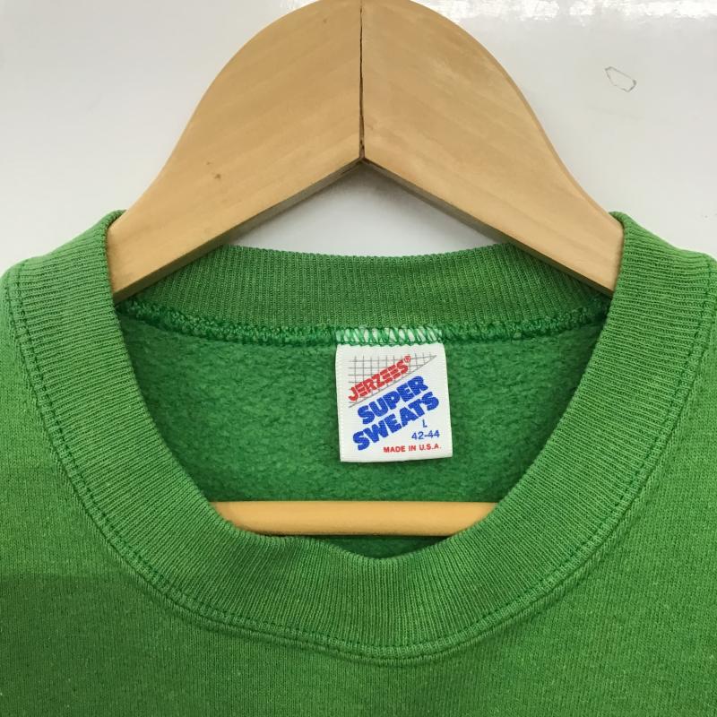 ジャージーズ JERZEES トレーナー 長袖 長袖トレーナー スウェット クルーネック プルオーバー L ロゴ、文字 緑 / グリーン / green メンズ USED 古着 中古 10161330