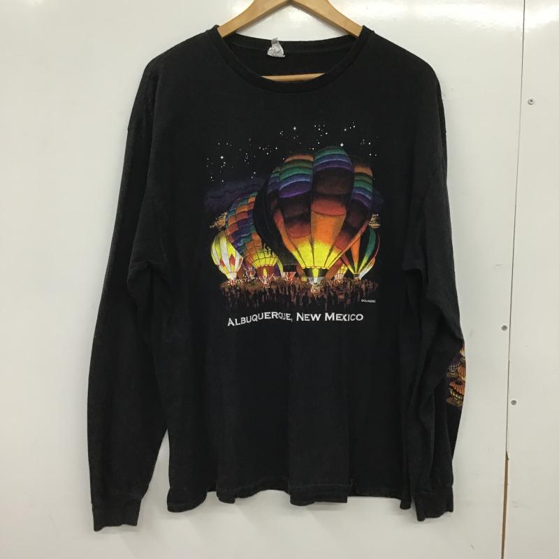 古着 USED カットソー 長袖 長袖カットソー プリントカットソー クルーネック XL プリント 黒 / ブラック / black メンズ USED 古着 中古 10161338
