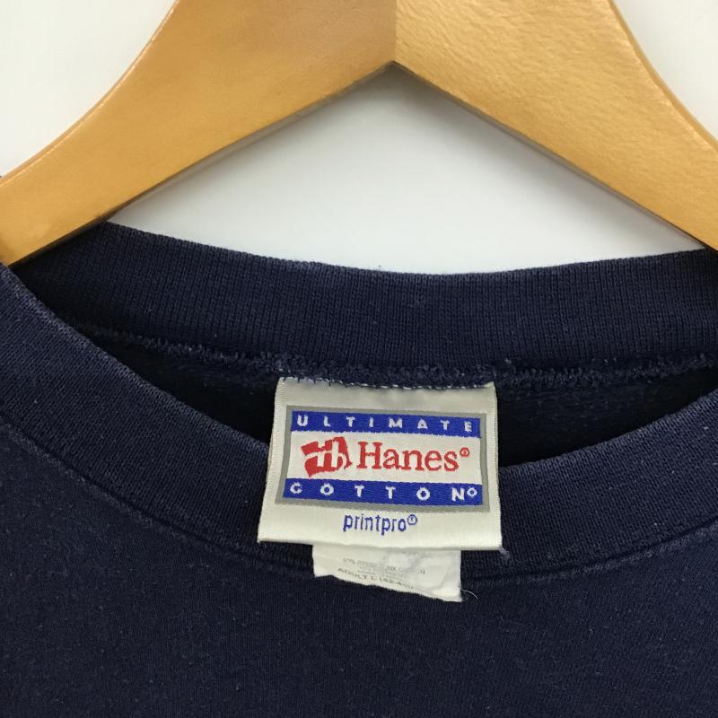 ヘインズ HANES トレーナー 長袖 長袖トレーナー スウェット クルーネック プルオーバー L 刺繍 紺 / ネイビー / navy メンズ USED 古着 中古 10161339