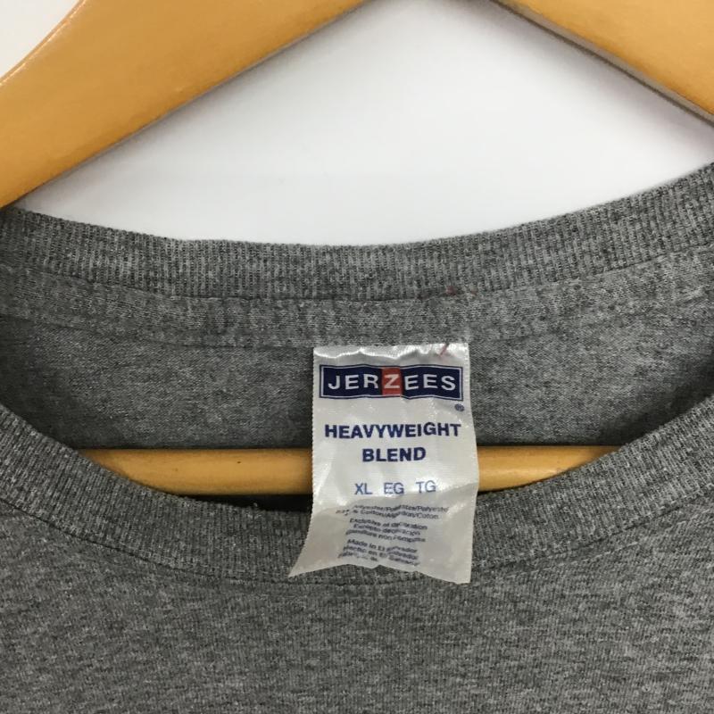 ジャージーズ JERZEES カットソー 長袖 長袖カットソー プリントカットソー クルーネック XL ロゴ、文字 灰 / グレー / gray メンズ USED 古着 中古 10161340