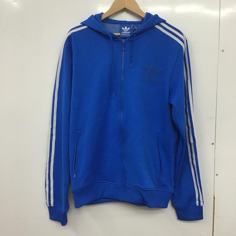 アディダス adidas パーカー 長袖 ジップアップパーカー 長袖パーカー カジュアルジャケット 0 ロゴ、文字 青 / ブルー / blue メンズ USED 古着 中古 10161343