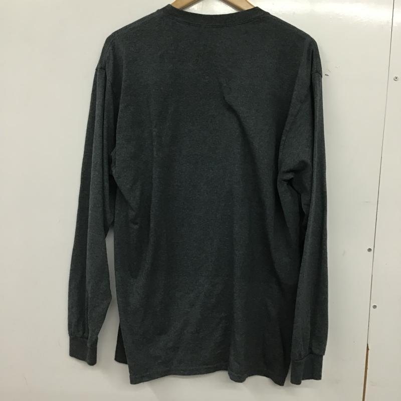ギルダン GILDAN カットソー 長袖 長袖カットソー プリントカットソー クルーネック L プリント 灰 / グレー / gray メンズ USED 古着 中古 10161354