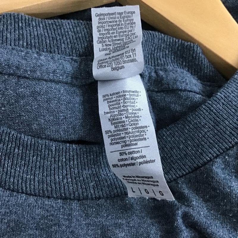 ギルダン GILDAN カットソー 長袖 長袖カットソー プリントカットソー クルーネック L プリント 灰 / グレー / gray メンズ USED 古着 中古 10161354