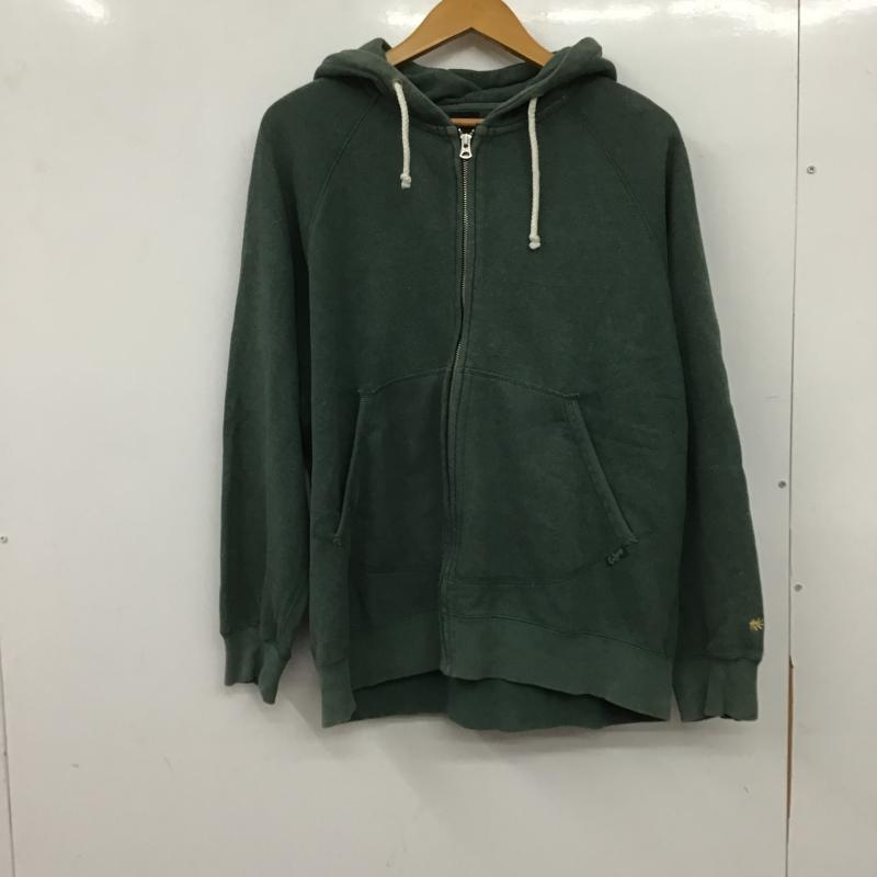 ゴーヘンプ GOHEMP パーカー 長袖 ジップアップパーカー 長袖パーカー カジュアルジャケット L ロゴ、文字 緑 / グリーン / green メンズ USED 古着 中古 10161355