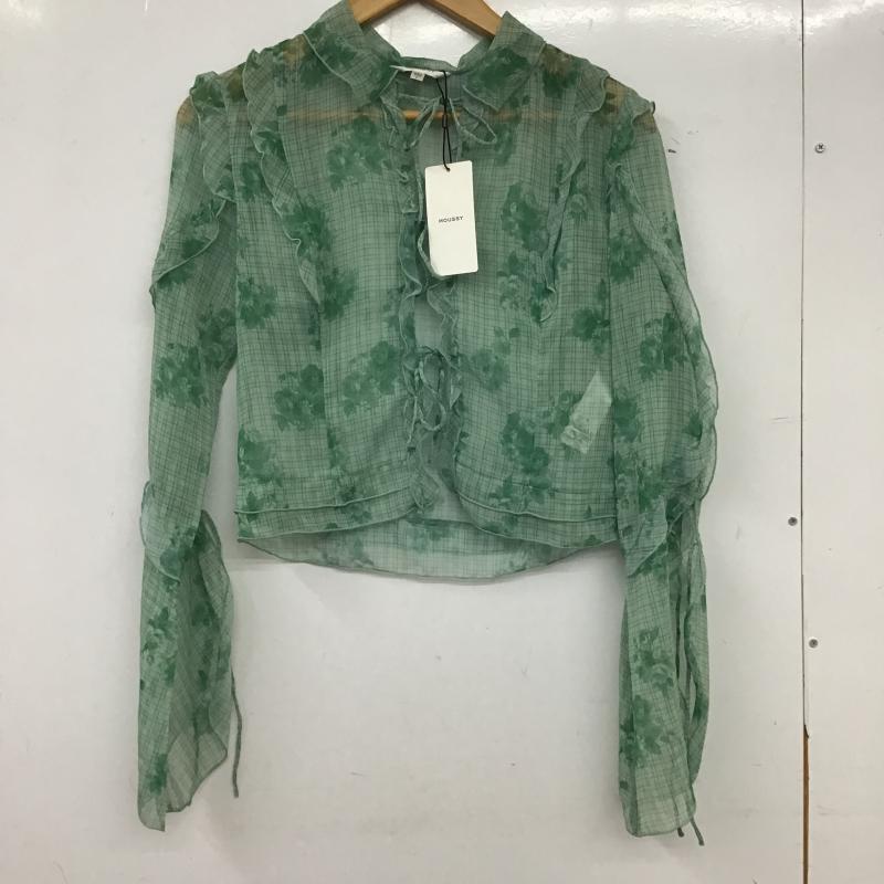 マウジー MOUSSY シャツ、ブラウス 長袖 長袖シャツ プリントシャツ フリルシャツ FREE プリント 緑 / グリーン / green レディース USED 古着 中古 10161368