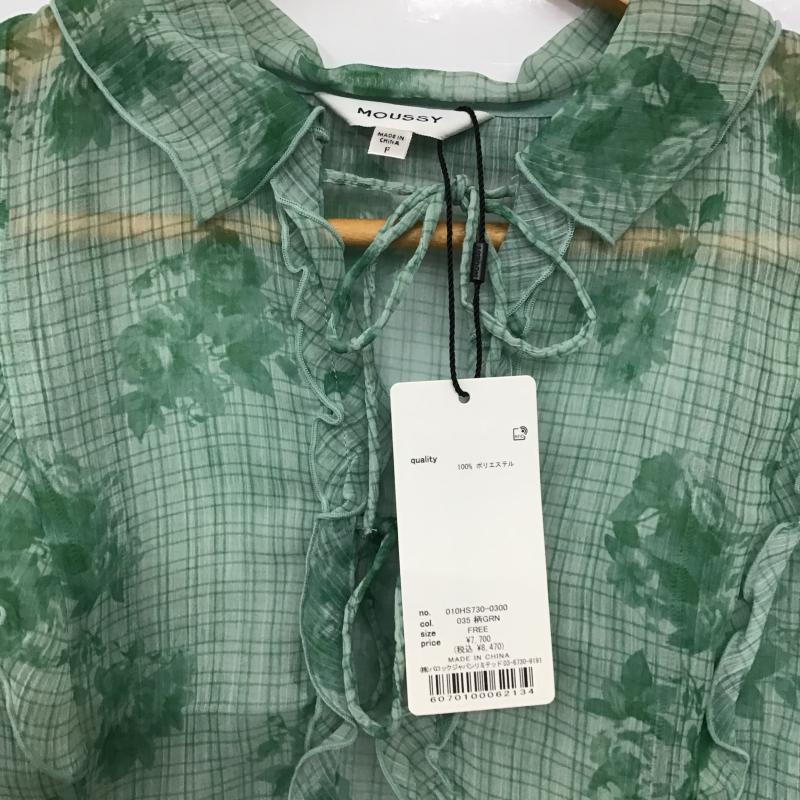 マウジー MOUSSY シャツ、ブラウス 長袖 長袖シャツ プリントシャツ フリルシャツ FREE プリント 緑 / グリーン / green レディース USED 古着 中古 10161368