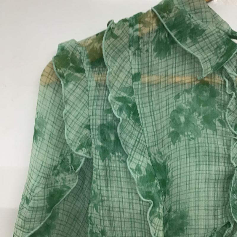 マウジー MOUSSY シャツ、ブラウス 長袖 長袖シャツ プリントシャツ フリルシャツ FREE プリント 緑 / グリーン / green レディース USED 古着 中古 10161368