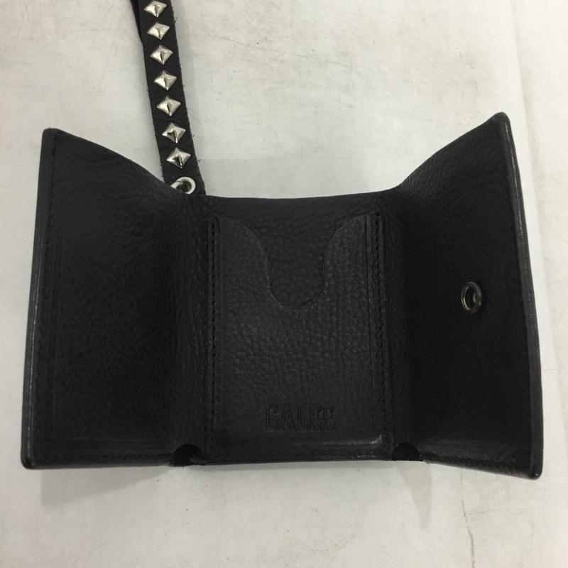 キャリー CALEE 財布 コンパクト財布 レザー スタッズ 無地 黒 / ブラック / black メンズ USED 古着 中古 10161382