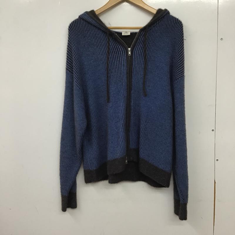 ニコアンド niko and... パーカー 長袖 ジップアップパーカー ニットパーカー アウター L ストライプ 青 / ブルー / blue レディース USED 古着 中古 10161384