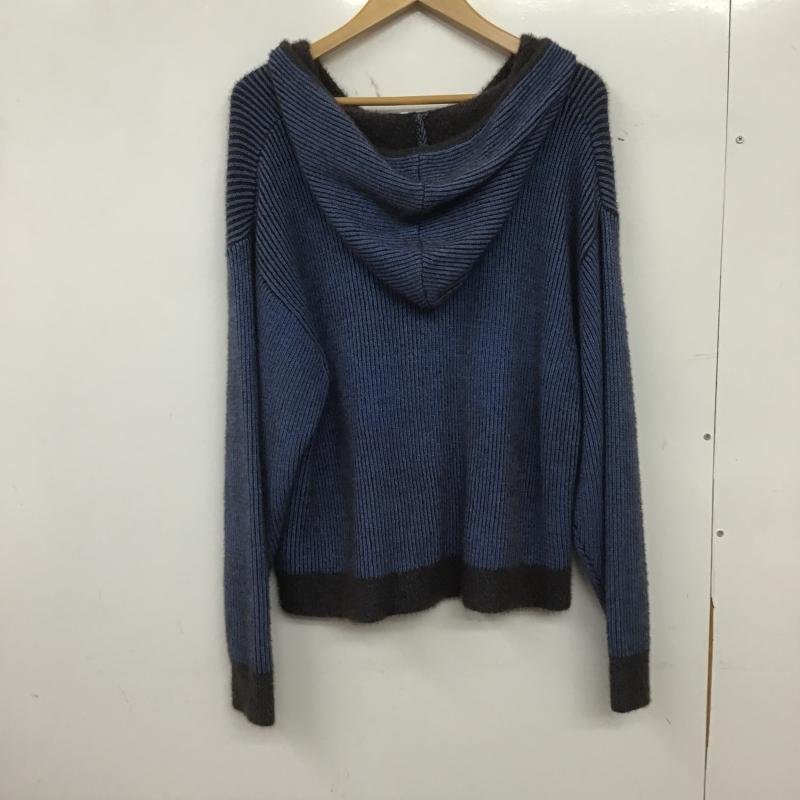 ニコアンド niko and... パーカー 長袖 ジップアップパーカー ニットパーカー アウター L ストライプ 青 / ブルー / blue レディース USED 古着 中古 10161384