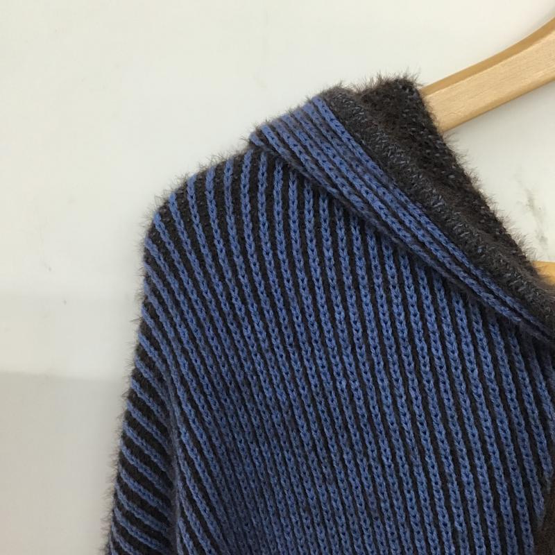 ニコアンド niko and... パーカー 長袖 ジップアップパーカー ニットパーカー アウター L ストライプ 青 / ブルー / blue レディース USED 古着 中古 10161384