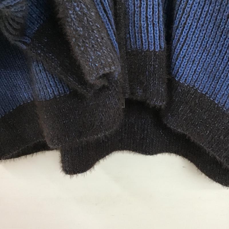 ニコアンド niko and... パーカー 長袖 ジップアップパーカー ニットパーカー アウター L ストライプ 青 / ブルー / blue レディース USED 古着 中古 10161384
