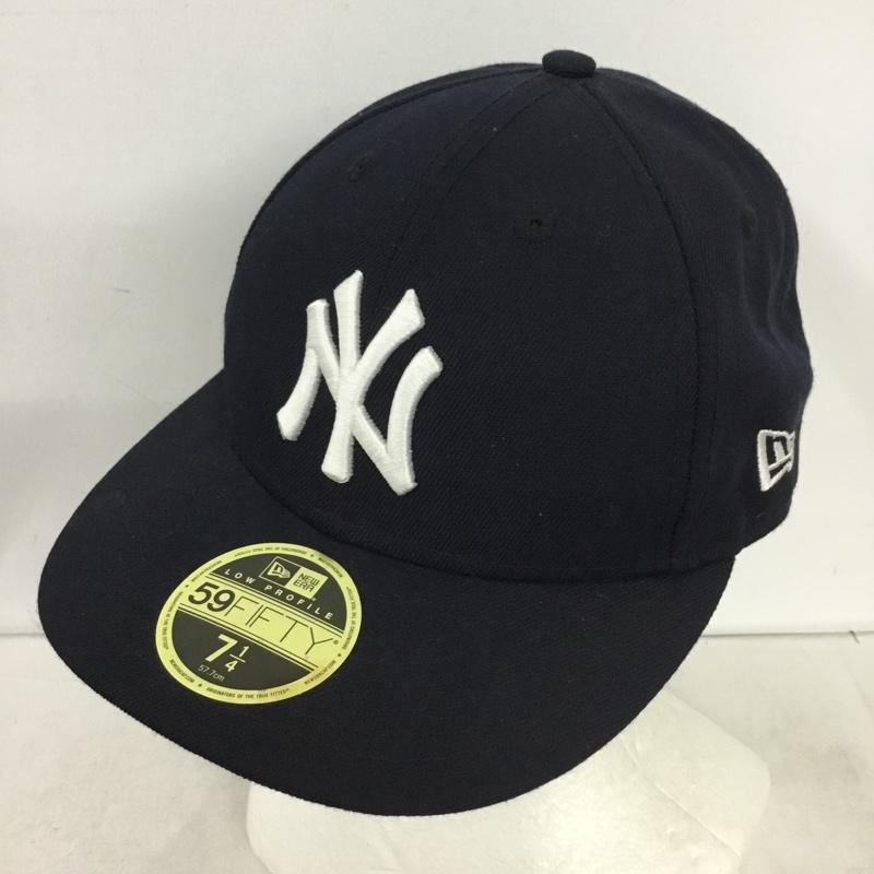 ニューエラ NEW ERA 帽子 キャップ NY 59FIFTY ニューヨーク ヤンキース 57.7cm ロゴ、文字 紺 / ネイビー / navy メンズ USED 古着 中古 10161390