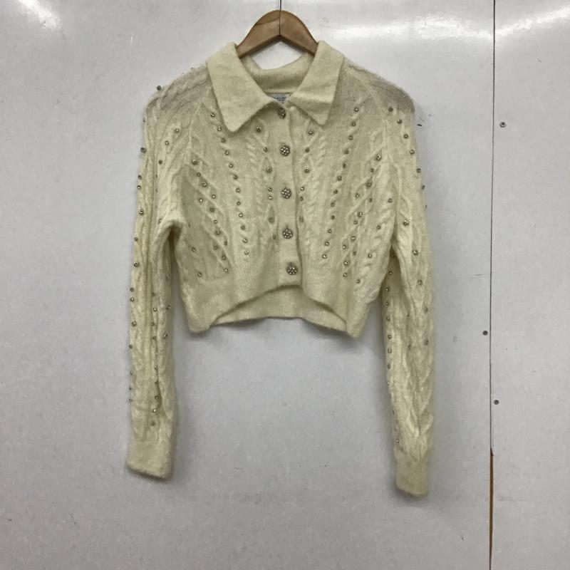 ザラ ZARA カーディガン 長袖 長袖カーディガン 前ボタン ニットカーディガン M  アイボリー / アイボリー / レディース USED 古着 中古 10161399