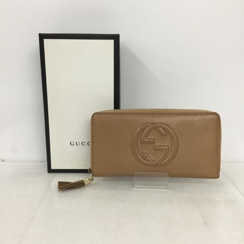 グッチ GUCCI 財布 長財布 ラウンドファスナー 598187 箱有 ワンポイント ベージュ / ベージュ / beige レディース USED 古着 中古 10161407