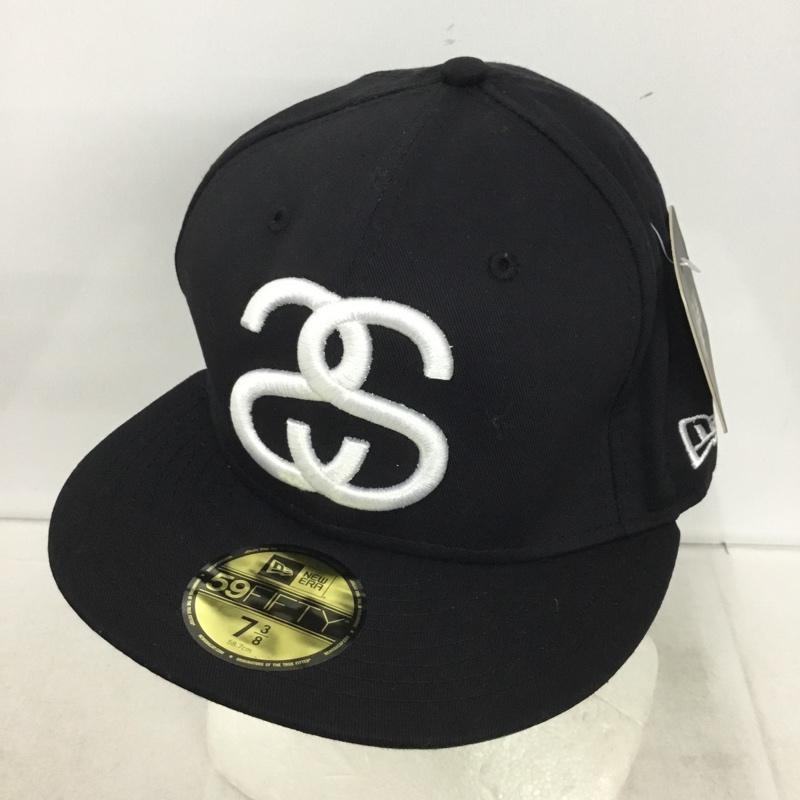 ステューシー STUSSY 帽子 キャップ NEW ERA BIG SS タグ付き 58.7cm ロゴ、文字 黒 / ブラック / black メンズ USED 古着 中古 10161415