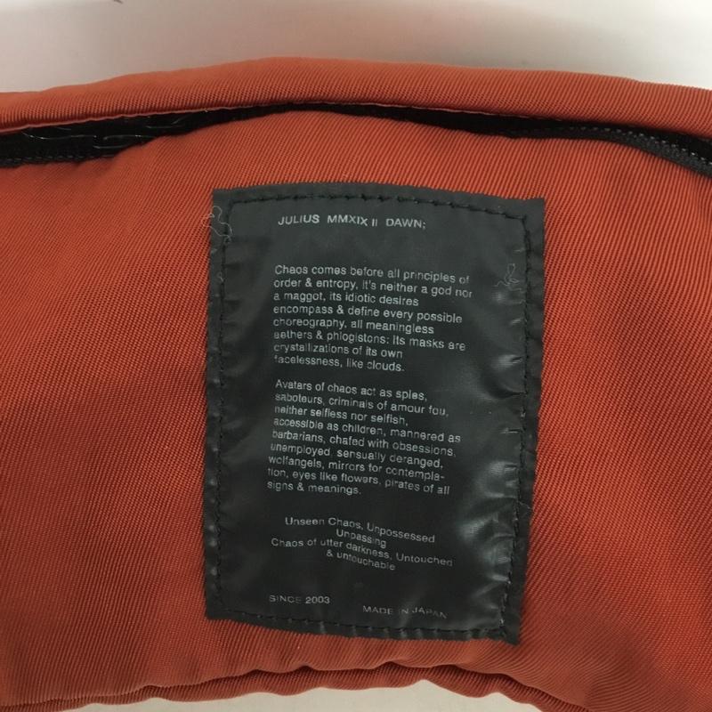 ユリウス JULIUS ウエストバッグ ウエストバッグ ボディバッグ MMXIX II DAWN ロゴ、文字 橙 / オレンジ / orange メンズ USED 古着 中古 10161422