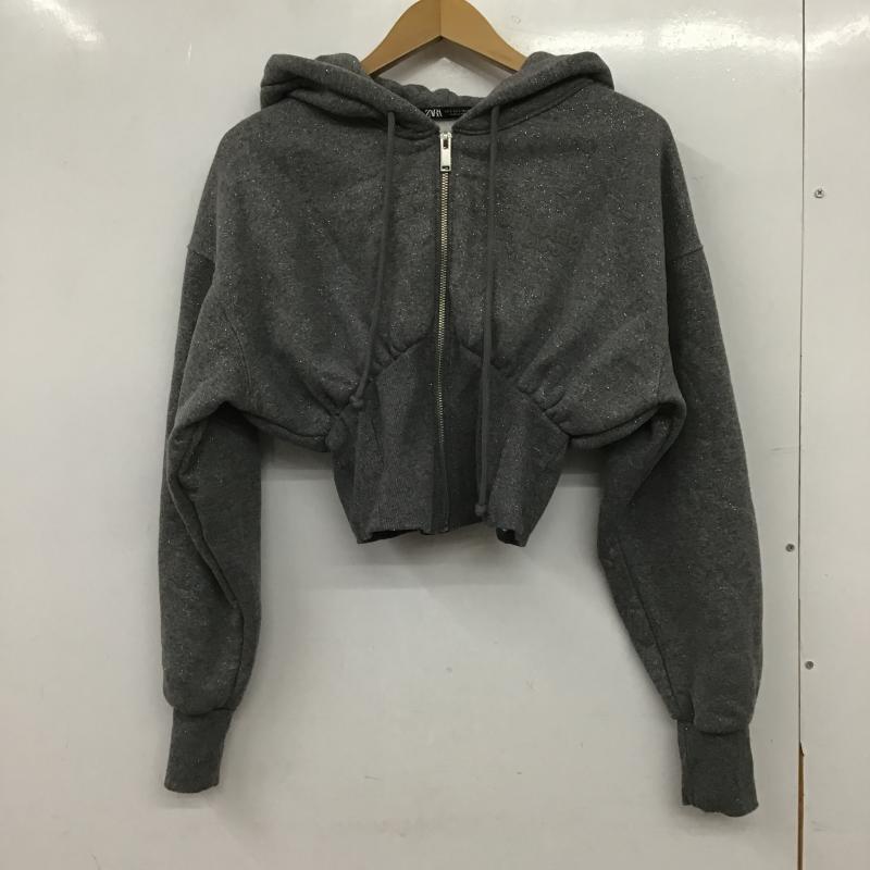 ザラ ZARA パーカー 長袖 ジップパーカー S 無地 灰 / グレー / gray レディース USED 古着 中古 10161439